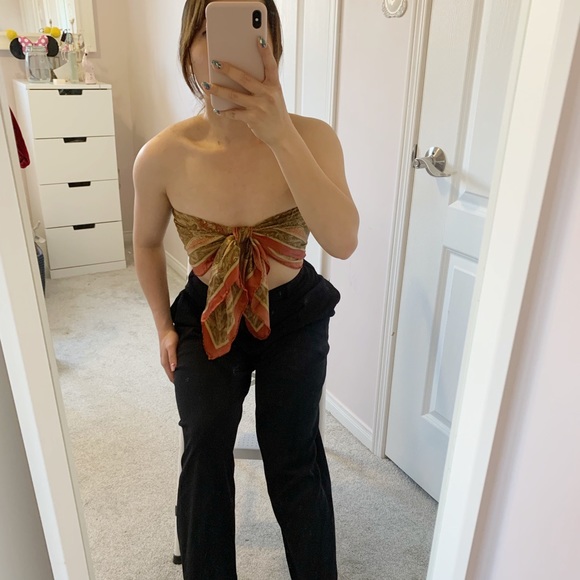 Vintage scarf | silky brown colour - Picture 2 of 9